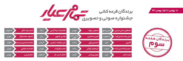 اسامی برندگان دوره سوم جشنواره تمام عیار ال جی (صوتی و تصویری)